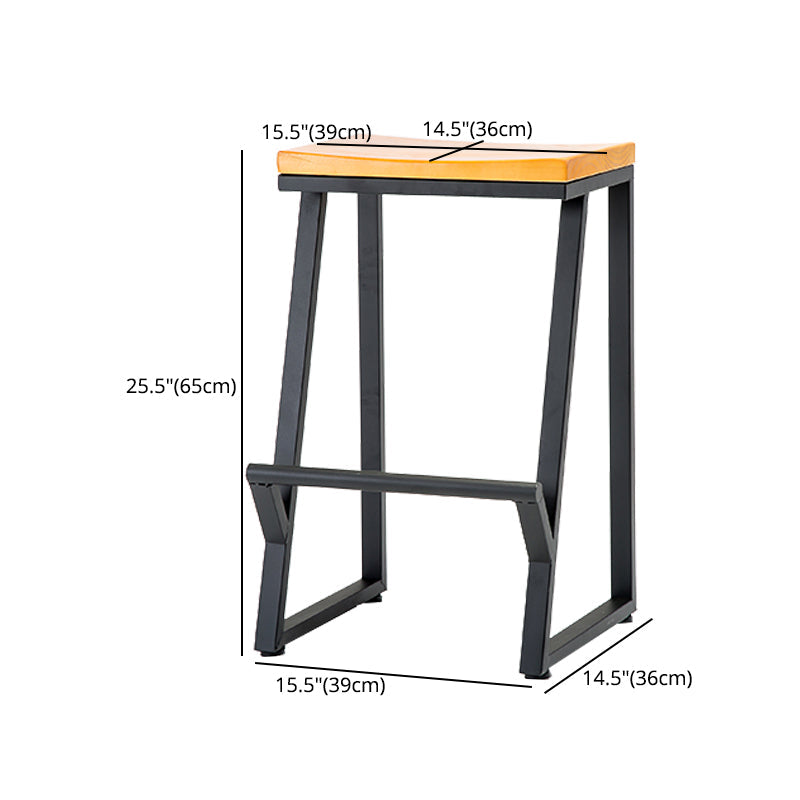Industrial Style Bar Stool Iron and Solid Wood Square Seat Counter Height Stools Clearhalo 'Bar Furniture' 'Bar Stools' 'bar_stools' 'furn' 'furn_bar_stools' 'furniture_bar_stools' 'Kitchen & Dining Furniture' 'kitchen&dining_furn' 'kitchen' 'kitchen_furn' Furniture' 4598817