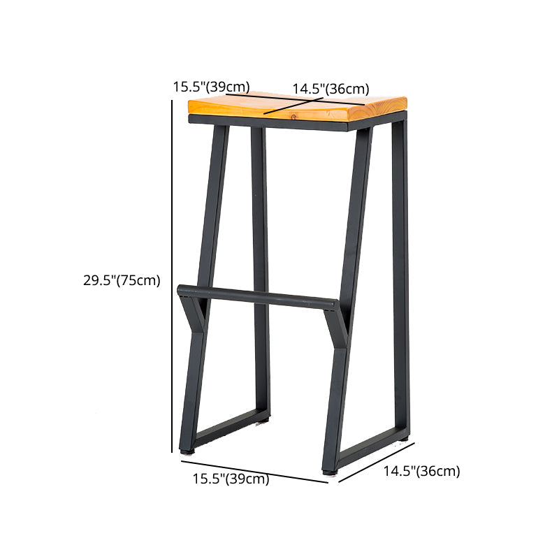 Industrial Style Bar Stool Iron and Solid Wood Square Seat Counter Height Stools Clearhalo 'Bar Furniture' 'Bar Stools' 'bar_stools' 'furn' 'furn_bar_stools' 'furniture_bar_stools' 'Kitchen & Dining Furniture' 'kitchen&dining_furn' 'kitchen' 'kitchen_furn' Furniture' 4598818