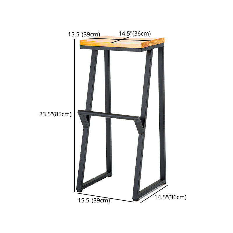 Industrial Style Bar Stool Iron and Solid Wood Square Seat Counter Height Stools Clearhalo 'Bar Furniture' 'Bar Stools' 'bar_stools' 'furn' 'furn_bar_stools' 'furniture_bar_stools' 'Kitchen & Dining Furniture' 'kitchen&dining_furn' 'kitchen' 'kitchen_furn' Furniture' 4598819