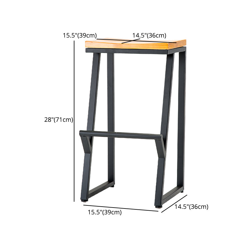 Industrial Style Bar Stool Iron and Solid Wood Square Seat Counter Height Stools Clearhalo 'Bar Furniture' 'Bar Stools' 'bar_stools' 'furn' 'furn_bar_stools' 'furniture_bar_stools' 'Kitchen & Dining Furniture' 'kitchen&dining_furn' 'kitchen' 'kitchen_furn' Furniture' 4598820