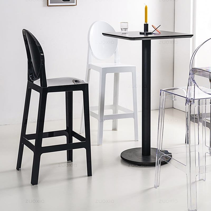 Nordic Plastic Full Back Barstool 26" H Indoor Tall Stool with Square Seat Clearhalo 'Bar Furniture' 'Bar Stools' 'bar_stools' 'furn' 'furn_bar_stools' 'furniture_bar_stools' 'Kitchen & Dining Furniture' 'kitchen&dining_furn' 'kitchen' 'kitchen_furn' Furniture' 4598823