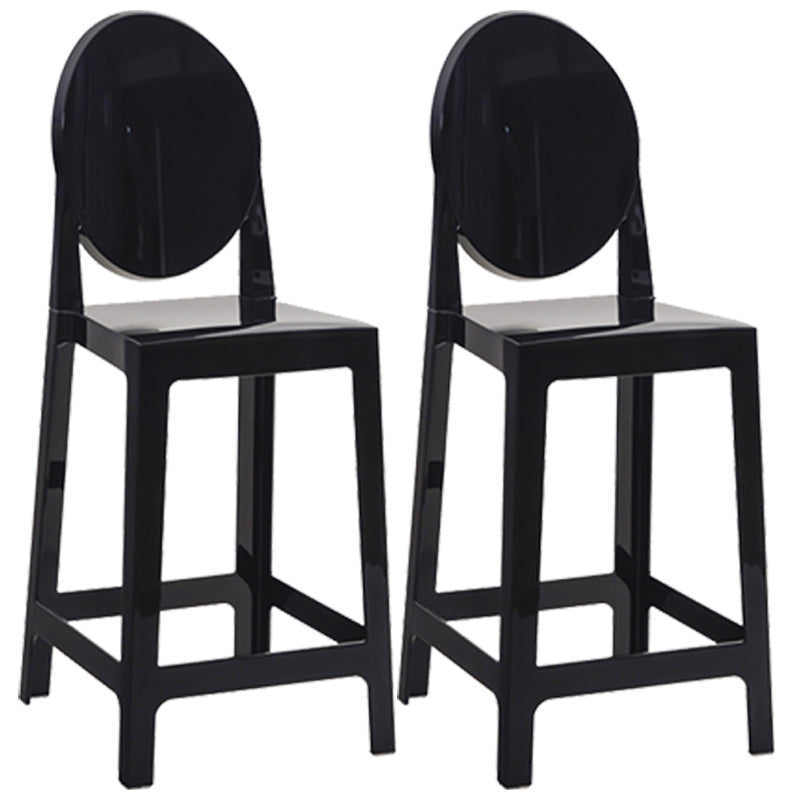 Nordic Plastic Full Back Barstool 26" H Indoor Tall Stool with Square Seat Black 2 Piece Set Clearhalo 'Bar Furniture' 'Bar Stools' 'bar_stools' 'furn' 'furn_bar_stools' 'furniture_bar_stools' 'Kitchen & Dining Furniture' 'kitchen&dining_furn' 'kitchen' 'kitchen_furn' Furniture' 4598831