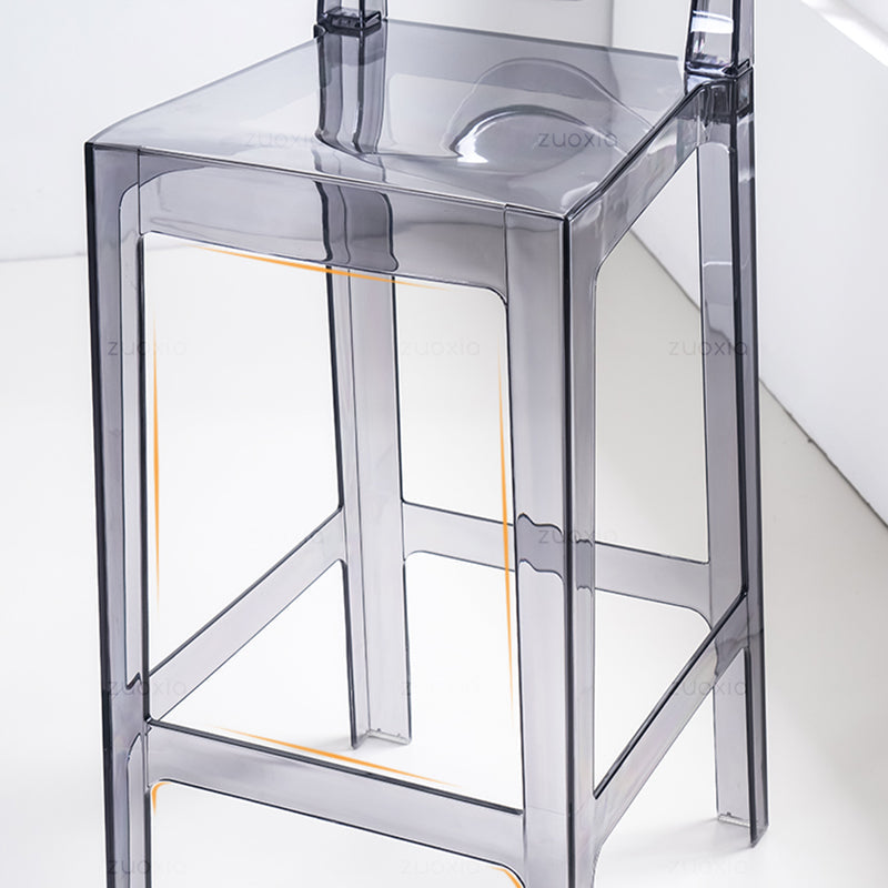 Nordic Plastic Full Back Barstool 26" H Indoor Tall Stool with Square Seat Clearhalo 'Bar Furniture' 'Bar Stools' 'bar_stools' 'furn' 'furn_bar_stools' 'furniture_bar_stools' 'Kitchen & Dining Furniture' 'kitchen&dining_furn' 'kitchen' 'kitchen_furn' Furniture' 4598832