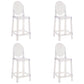 Nordic Plastic Full Back Barstool 26" H Indoor Tall Stool with Square Seat Clear 4 Piece Set Clearhalo 'Bar Furniture' 'Bar Stools' 'bar_stools' 'furn' 'furn_bar_stools' 'furniture_bar_stools' 'Kitchen & Dining Furniture' 'kitchen&dining_furn' 'kitchen' 'kitchen_furn' Furniture' 4598833