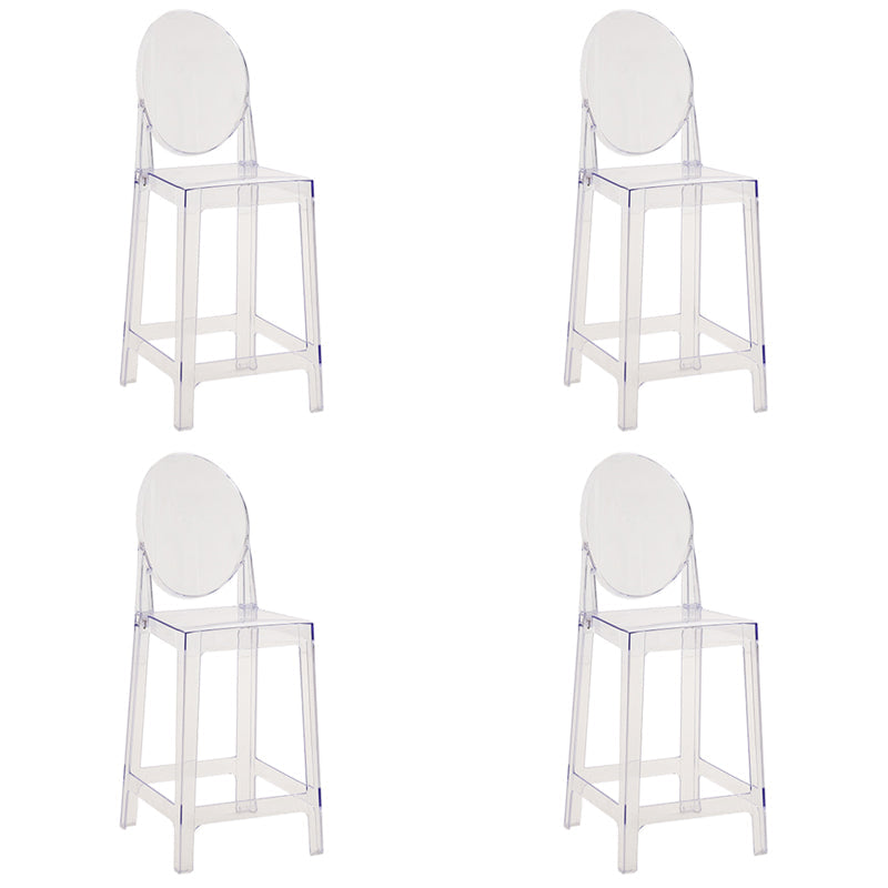 Nordic Plastic Full Back Barstool 26" H Indoor Tall Stool with Square Seat Clear 4 Piece Set Clearhalo 'Bar Furniture' 'Bar Stools' 'bar_stools' 'furn' 'furn_bar_stools' 'furniture_bar_stools' 'Kitchen & Dining Furniture' 'kitchen&dining_furn' 'kitchen' 'kitchen_furn' Furniture' 4598833