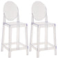 Nordic Plastic Full Back Barstool 26" H Indoor Tall Stool with Square Seat Clear 2 Piece Set Clearhalo 'Bar Furniture' 'Bar Stools' 'bar_stools' 'furn' 'furn_bar_stools' 'furniture_bar_stools' 'Kitchen & Dining Furniture' 'kitchen&dining_furn' 'kitchen' 'kitchen_furn' Furniture' 4598837