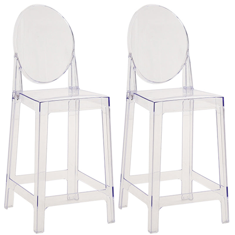 Nordic Plastic Full Back Barstool 26" H Indoor Tall Stool with Square Seat Clear 2 Piece Set Clearhalo 'Bar Furniture' 'Bar Stools' 'bar_stools' 'furn' 'furn_bar_stools' 'furniture_bar_stools' 'Kitchen & Dining Furniture' 'kitchen&dining_furn' 'kitchen' 'kitchen_furn' Furniture' 4598837