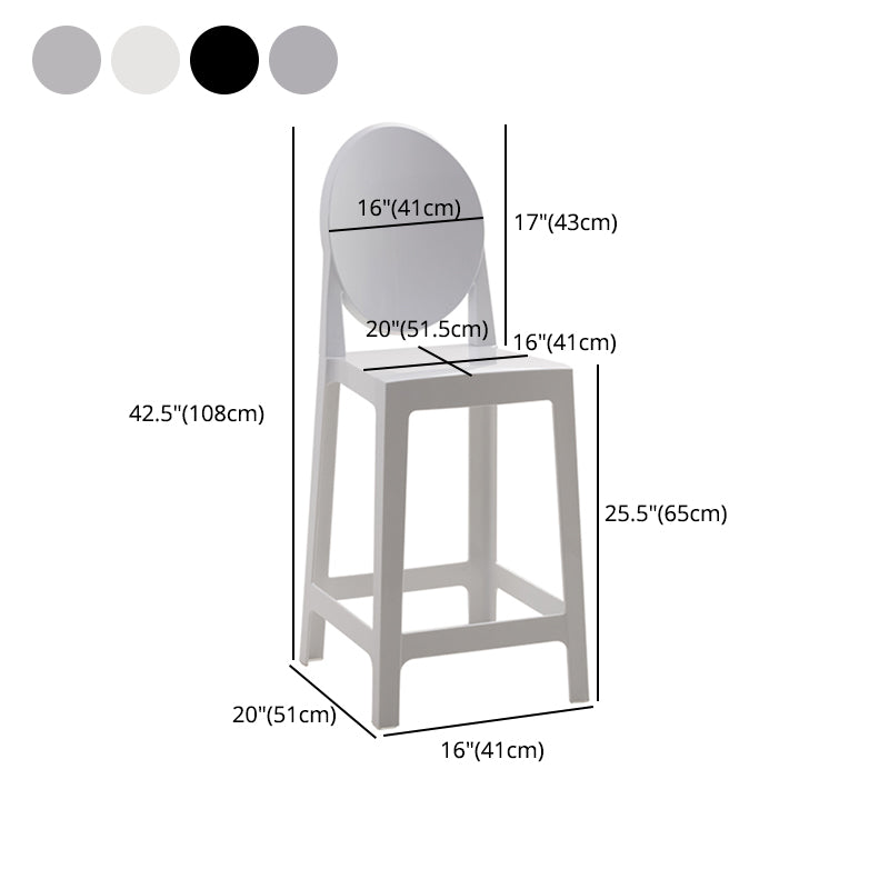 Nordic Plastic Full Back Barstool 26" H Indoor Tall Stool with Square Seat Clearhalo 'Bar Furniture' 'Bar Stools' 'bar_stools' 'furn' 'furn_bar_stools' 'furniture_bar_stools' 'Kitchen & Dining Furniture' 'kitchen&dining_furn' 'kitchen' 'kitchen_furn' Furniture' 4598841
