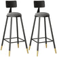 Nordic Iron Low Back Barstool Simple Indoor Tall Stool with Round Upholstered Grey 2 Piece Set Clearhalo 'Bar Furniture' 'Bar Stools' 'bar_stools' 'furn' 'furn_bar_stools' 'furniture_bar_stools' 'Kitchen & Dining Furniture' 'kitchen&dining_furn' 'kitchen' 'kitchen_furn' Furniture' 4598845