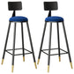 Nordic Iron Low Back Barstool Simple Indoor Tall Stool with Round Upholstered Blue 2 Piece Set Clearhalo 'Bar Furniture' 'Bar Stools' 'bar_stools' 'furn' 'furn_bar_stools' 'furniture_bar_stools' 'Kitchen & Dining Furniture' 'kitchen&dining_furn' 'kitchen' 'kitchen_furn' Furniture' 4598855