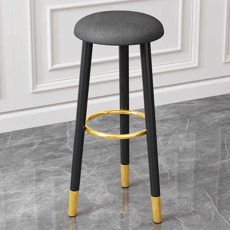 Scandinavian Style Steel Legs Bar-stool Round Seat Single Counter Stool for Kitchen Bar Dark Gray Clearhalo 'Bar Furniture' 'Bar Stools' 'bar_stools' 'furn' 'furn_bar_stools' 'furniture_bar_stools' 'Kitchen & Dining Furniture' 'kitchen&dining_furn' 'kitchen' 'kitchen_furn' Furniture' 4598892
