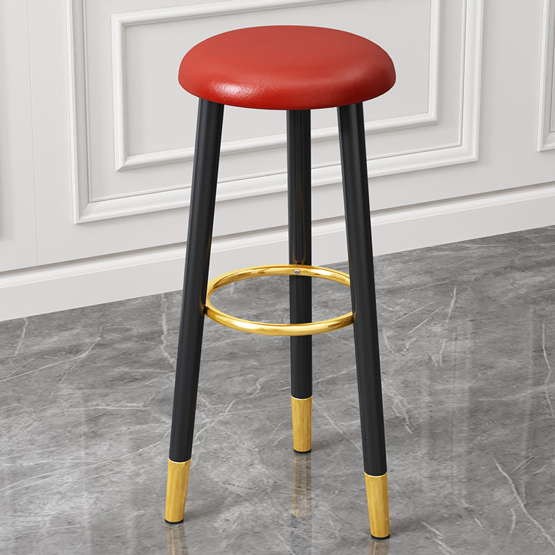 Scandinavian Style Steel Legs Bar-stool Round Seat Single Counter Stool for Kitchen Bar Red Clearhalo 'Bar Furniture' 'Bar Stools' 'bar_stools' 'furn' 'furn_bar_stools' 'furniture_bar_stools' 'Kitchen & Dining Furniture' 'kitchen&dining_furn' 'kitchen' 'kitchen_furn' Furniture' 4598896