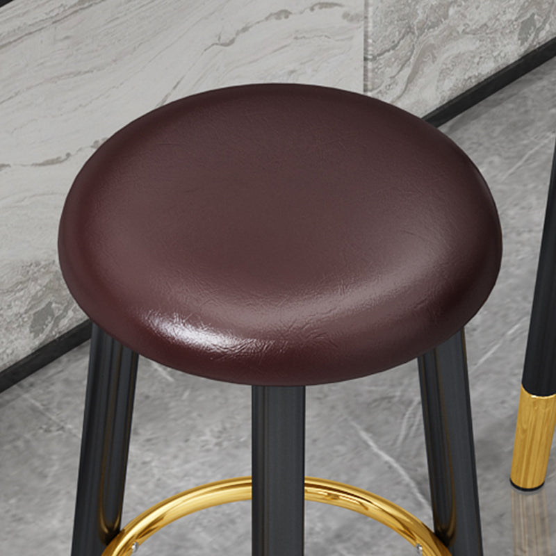 Scandinavian Style Steel Legs Bar-stool Round Seat Single Counter Stool for Kitchen Bar Clearhalo 'Bar Furniture' 'Bar Stools' 'bar_stools' 'furn' 'furn_bar_stools' 'furniture_bar_stools' 'Kitchen & Dining Furniture' 'kitchen&dining_furn' 'kitchen' 'kitchen_furn' Furniture' 4598899