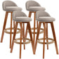 Scandinavian Upholstered Wood Counter Stools Low Back Bar Stools with 4 Legs Khaki 4 Piece Set Clearhalo 'Bar Furniture' 'Bar Stools' 'bar_stools' 'furn' 'furn_bar_stools' 'furniture_bar_stools' 'Kitchen & Dining Furniture' 'kitchen&dining_furn' 'kitchen' 'kitchen_furn' Furniture' 4598909