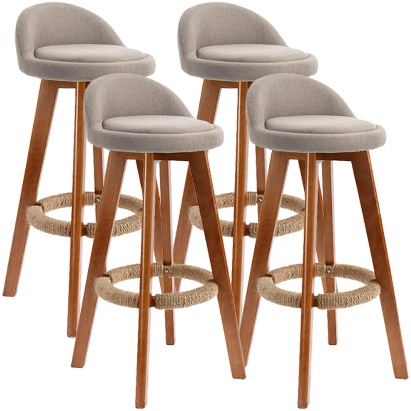 Scandinavian Upholstered Wood Counter Stools Low Back Bar Stools with 4 Legs Khaki 4 Piece Set Clearhalo 'Bar Furniture' 'Bar Stools' 'bar_stools' 'furn' 'furn_bar_stools' 'furniture_bar_stools' 'Kitchen & Dining Furniture' 'kitchen&dining_furn' 'kitchen' 'kitchen_furn' Furniture' 4598909