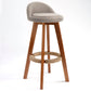 Scandinavian Upholstered Wood Counter Stools Low Back Bar Stools with 4 Legs Khaki 1 Piece Clearhalo 'Bar Furniture' 'Bar Stools' 'bar_stools' 'furn' 'furn_bar_stools' 'furniture_bar_stools' 'Kitchen & Dining Furniture' 'kitchen&dining_furn' 'kitchen' 'kitchen_furn' Furniture' 4598910