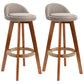 Scandinavian Upholstered Wood Counter Stools Low Back Bar Stools with 4 Legs Khaki 2 Piece Set Clearhalo 'Bar Furniture' 'Bar Stools' 'bar_stools' 'furn' 'furn_bar_stools' 'furniture_bar_stools' 'Kitchen & Dining Furniture' 'kitchen&dining_furn' 'kitchen' 'kitchen_furn' Furniture' 4598912