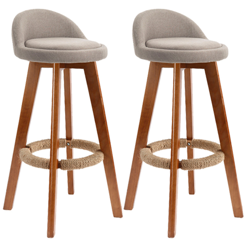 Scandinavian Upholstered Wood Counter Stools Low Back Bar Stools with 4 Legs Khaki 2 Piece Set Clearhalo 'Bar Furniture' 'Bar Stools' 'bar_stools' 'furn' 'furn_bar_stools' 'furniture_bar_stools' 'Kitchen & Dining Furniture' 'kitchen&dining_furn' 'kitchen' 'kitchen_furn' Furniture' 4598912