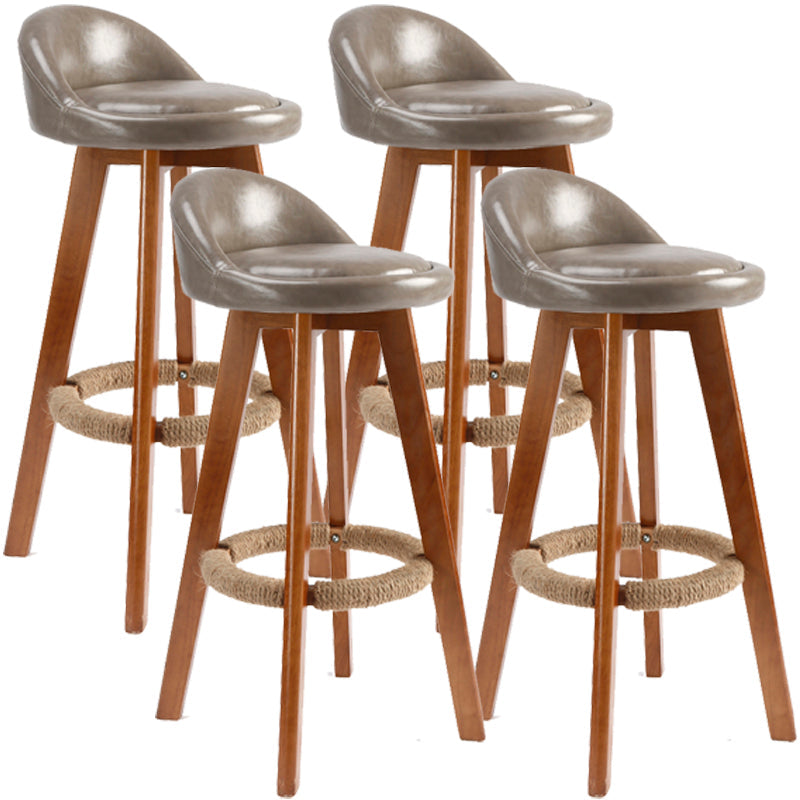 Scandinavian Upholstered Wood Counter Stools Low Back Bar Stools with 4 Legs Light Gray 4 Piece Set Clearhalo 'Bar Furniture' 'Bar Stools' 'bar_stools' 'furn' 'furn_bar_stools' 'furniture_bar_stools' 'Kitchen & Dining Furniture' 'kitchen&dining_furn' 'kitchen' 'kitchen_furn' Furniture' 4598915