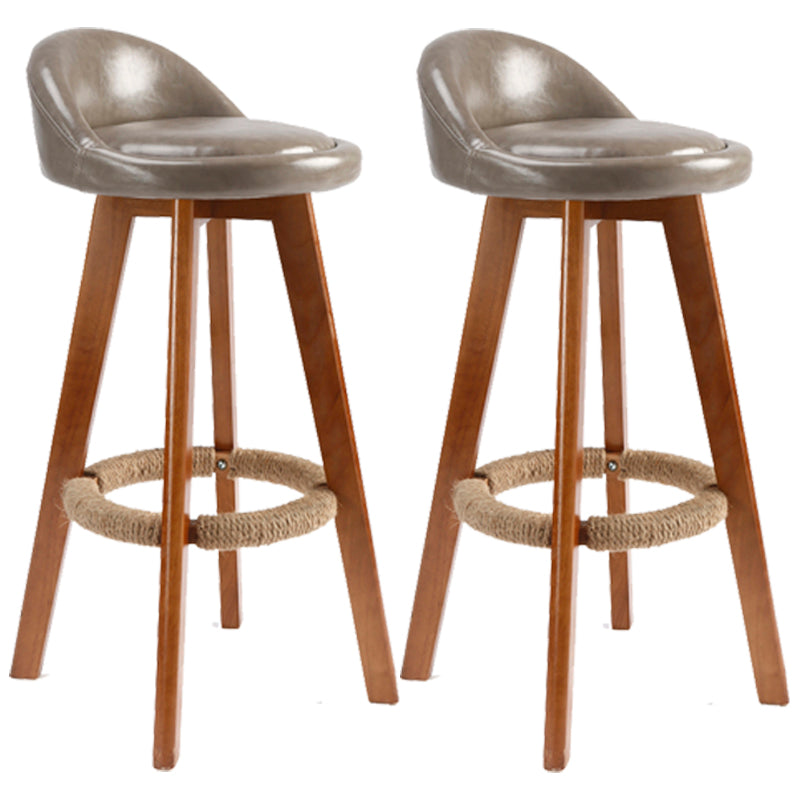 Scandinavian Upholstered Wood Counter Stools Low Back Bar Stools with 4 Legs Light Gray 2 Piece Set Clearhalo 'Bar Furniture' 'Bar Stools' 'bar_stools' 'furn' 'furn_bar_stools' 'furniture_bar_stools' 'Kitchen & Dining Furniture' 'kitchen&dining_furn' 'kitchen' 'kitchen_furn' Furniture' 4598919