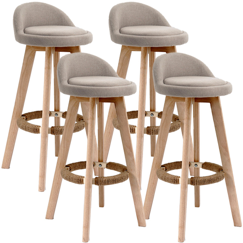 Scandinavian Upholstered Wood Counter Stools Low Back Bar Stools with 4 Legs Gray-Khaki 4 Piece Set Clearhalo 'Bar Furniture' 'Bar Stools' 'bar_stools' 'furn' 'furn_bar_stools' 'furniture_bar_stools' 'Kitchen & Dining Furniture' 'kitchen&dining_furn' 'kitchen' 'kitchen_furn' Furniture' 4598920