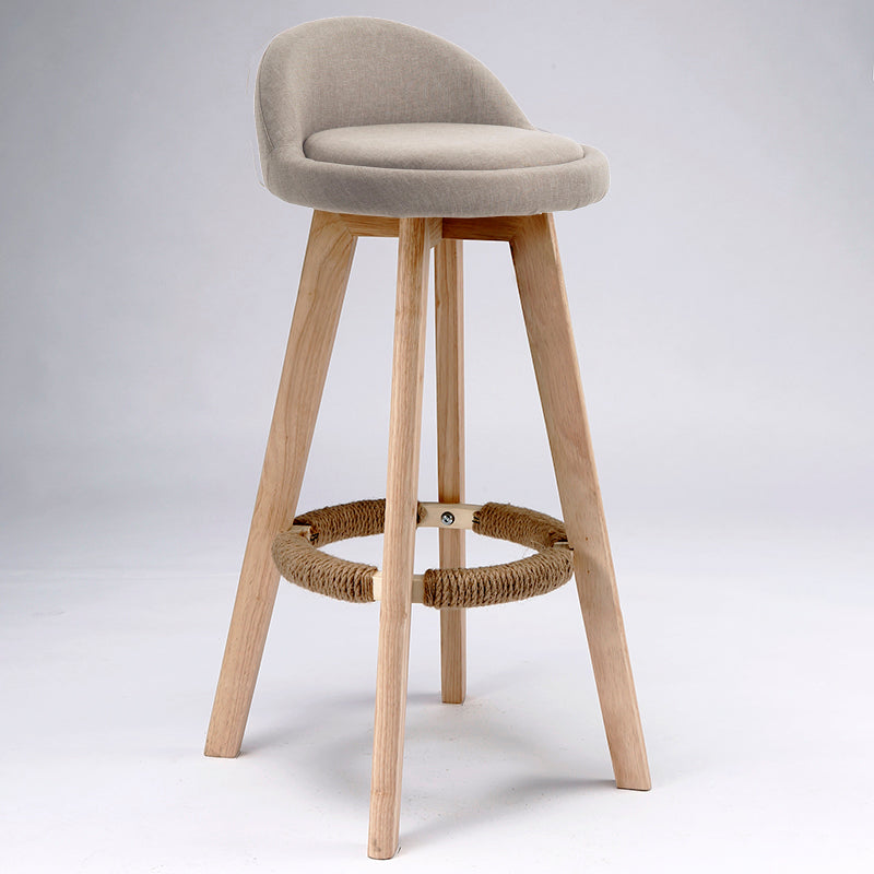 Scandinavian Upholstered Wood Counter Stools Low Back Bar Stools with 4 Legs Gray-Khaki 1 Piece Clearhalo 'Bar Furniture' 'Bar Stools' 'bar_stools' 'furn' 'furn_bar_stools' 'furniture_bar_stools' 'Kitchen & Dining Furniture' 'kitchen&dining_furn' 'kitchen' 'kitchen_furn' Furniture' 4598922