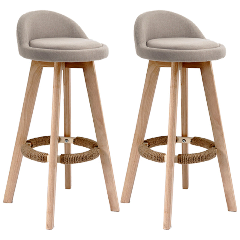 Scandinavian Upholstered Wood Counter Stools Low Back Bar Stools with 4 Legs Gray-Khaki 2 Piece Set Clearhalo 'Bar Furniture' 'Bar Stools' 'bar_stools' 'furn' 'furn_bar_stools' 'furniture_bar_stools' 'Kitchen & Dining Furniture' 'kitchen&dining_furn' 'kitchen' 'kitchen_furn' Furniture' 4598923