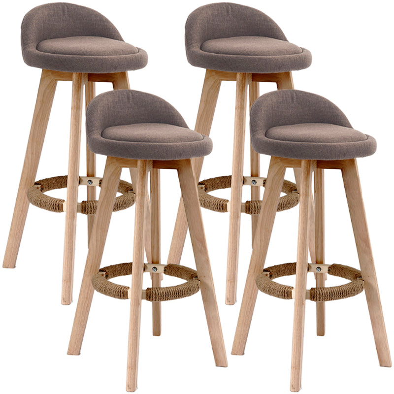 Scandinavian Upholstered Wood Counter Stools Low Back Bar Stools with 4 Legs Brown 4 Piece Set Clearhalo 'Bar Furniture' 'Bar Stools' 'bar_stools' 'furn' 'furn_bar_stools' 'furniture_bar_stools' 'Kitchen & Dining Furniture' 'kitchen&dining_furn' 'kitchen' 'kitchen_furn' Furniture' 4598924