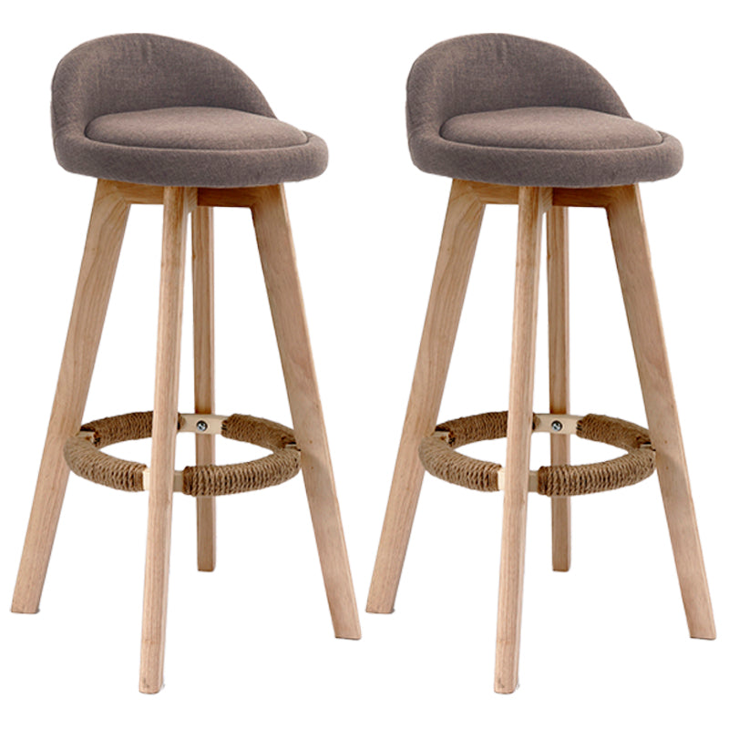 Scandinavian Upholstered Wood Counter Stools Low Back Bar Stools with 4 Legs Brown 2 Piece Set Clearhalo 'Bar Furniture' 'Bar Stools' 'bar_stools' 'furn' 'furn_bar_stools' 'furniture_bar_stools' 'Kitchen & Dining Furniture' 'kitchen&dining_furn' 'kitchen' 'kitchen_furn' Furniture' 4598926