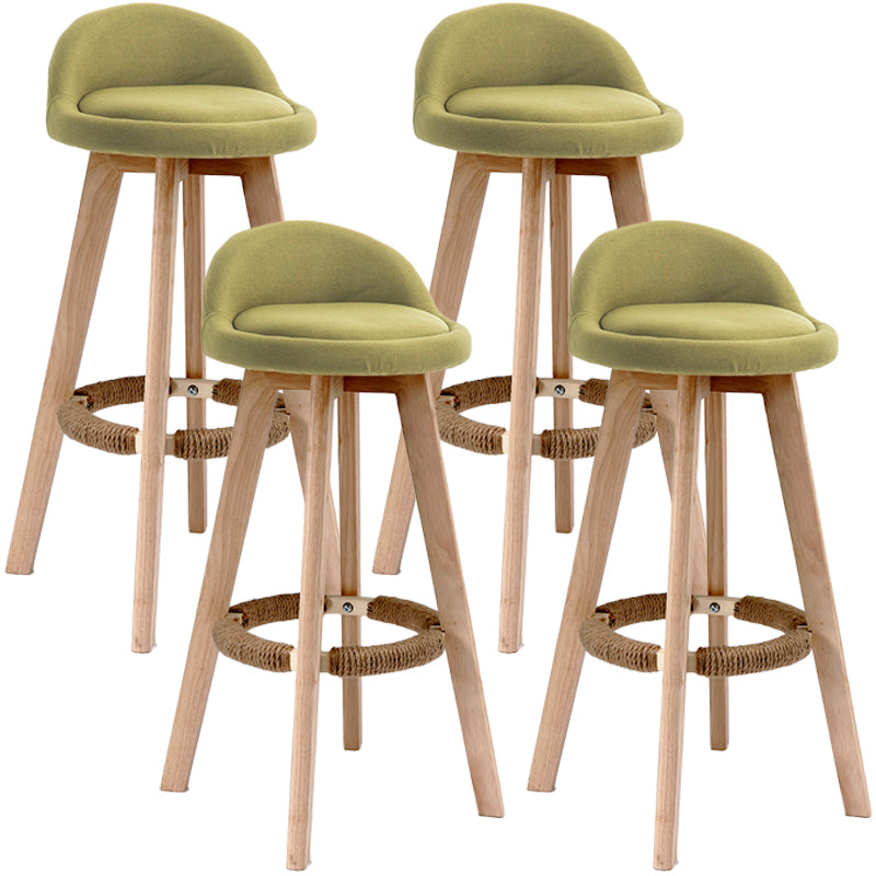 Scandinavian Upholstered Wood Counter Stools Low Back Bar Stools with 4 Legs Light Green 4 Piece Set Clearhalo 'Bar Furniture' 'Bar Stools' 'bar_stools' 'furn' 'furn_bar_stools' 'furniture_bar_stools' 'Kitchen & Dining Furniture' 'kitchen&dining_furn' 'kitchen' 'kitchen_furn' Furniture' 4598927