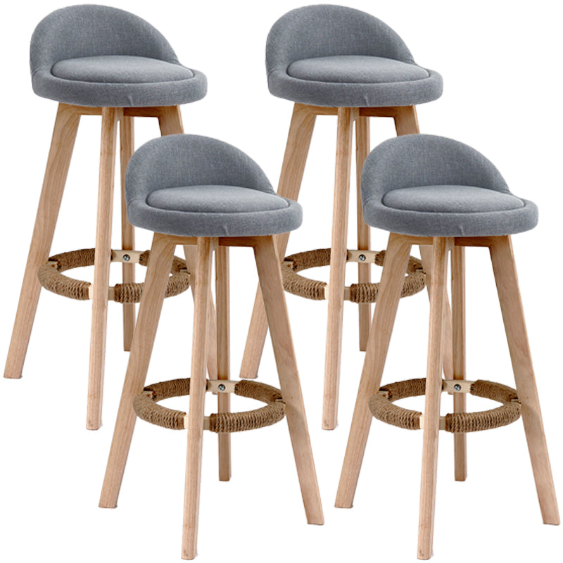 Scandinavian Upholstered Wood Counter Stools Low Back Bar Stools with 4 Legs Grey 4 Piece Set Clearhalo 'Bar Furniture' 'Bar Stools' 'bar_stools' 'furn' 'furn_bar_stools' 'furniture_bar_stools' 'Kitchen & Dining Furniture' 'kitchen&dining_furn' 'kitchen' 'kitchen_furn' Furniture' 4598930