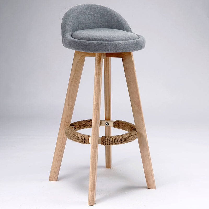 Scandinavian Upholstered Wood Counter Stools Low Back Bar Stools with 4 Legs Grey 1 Piece Clearhalo 'Bar Furniture' 'Bar Stools' 'bar_stools' 'furn' 'furn_bar_stools' 'furniture_bar_stools' 'Kitchen & Dining Furniture' 'kitchen&dining_furn' 'kitchen' 'kitchen_furn' Furniture' 4598931