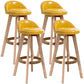 Scandinavian Upholstered Wood Counter Stools Low Back Bar Stools with 4 Legs Yellow 4 Piece Set Clearhalo 'Bar Furniture' 'Bar Stools' 'bar_stools' 'furn' 'furn_bar_stools' 'furniture_bar_stools' 'Kitchen & Dining Furniture' 'kitchen&dining_furn' 'kitchen' 'kitchen_furn' Furniture' 4598933
