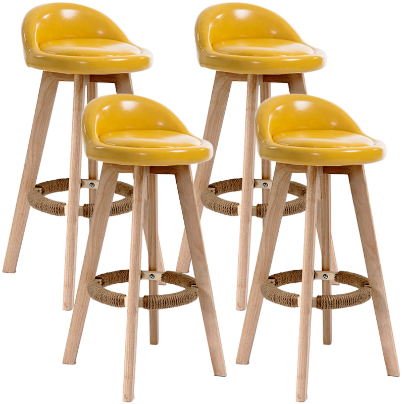 Scandinavian Upholstered Wood Counter Stools Low Back Bar Stools with 4 Legs Yellow 4 Piece Set Clearhalo 'Bar Furniture' 'Bar Stools' 'bar_stools' 'furn' 'furn_bar_stools' 'furniture_bar_stools' 'Kitchen & Dining Furniture' 'kitchen&dining_furn' 'kitchen' 'kitchen_furn' Furniture' 4598933