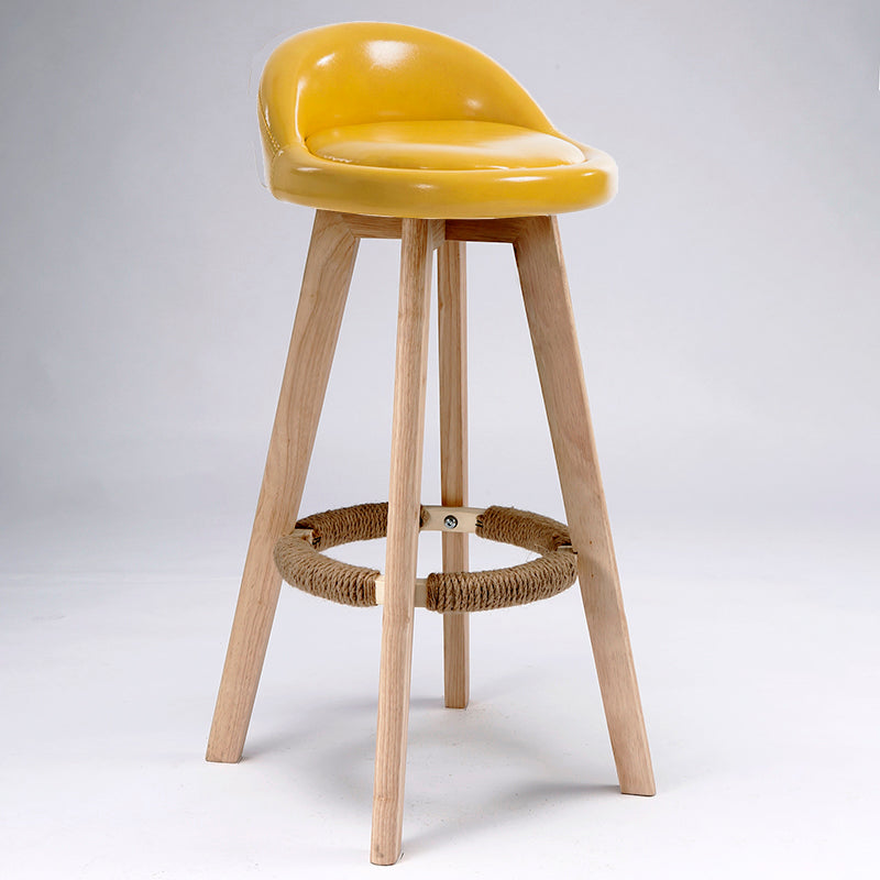 Scandinavian Upholstered Wood Counter Stools Low Back Bar Stools with 4 Legs Yellow 1 Piece Clearhalo 'Bar Furniture' 'Bar Stools' 'bar_stools' 'furn' 'furn_bar_stools' 'furniture_bar_stools' 'Kitchen & Dining Furniture' 'kitchen&dining_furn' 'kitchen' 'kitchen_furn' Furniture' 4598934