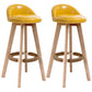 Scandinavian Upholstered Wood Counter Stools Low Back Bar Stools with 4 Legs Yellow 2 Piece Set Clearhalo 'Bar Furniture' 'Bar Stools' 'bar_stools' 'furn' 'furn_bar_stools' 'furniture_bar_stools' 'Kitchen & Dining Furniture' 'kitchen&dining_furn' 'kitchen' 'kitchen_furn' Furniture' 4598935