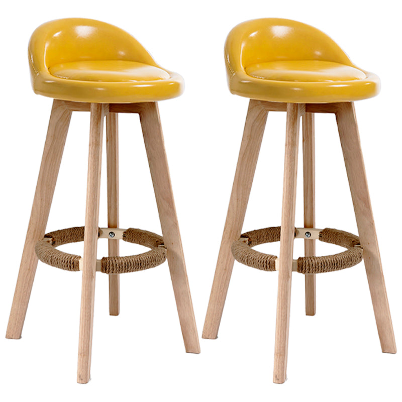 Scandinavian Upholstered Wood Counter Stools Low Back Bar Stools with 4 Legs Yellow 2 Piece Set Clearhalo 'Bar Furniture' 'Bar Stools' 'bar_stools' 'furn' 'furn_bar_stools' 'furniture_bar_stools' 'Kitchen & Dining Furniture' 'kitchen&dining_furn' 'kitchen' 'kitchen_furn' Furniture' 4598935
