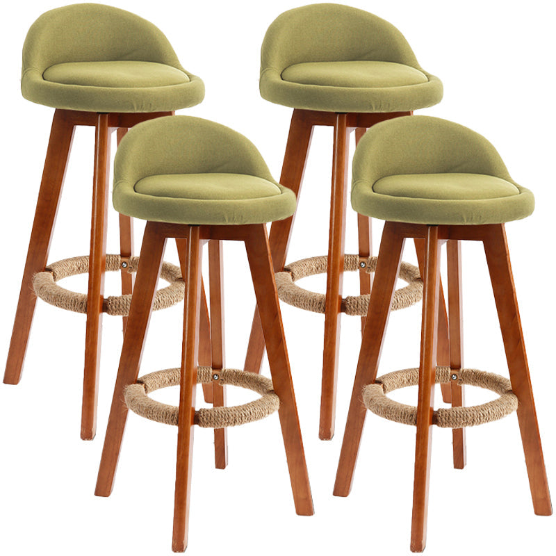 Scandinavian Upholstered Wood Counter Stools Low Back Bar Stools with 4 Legs Green 4 Piece Set Clearhalo 'Bar Furniture' 'Bar Stools' 'bar_stools' 'furn' 'furn_bar_stools' 'furniture_bar_stools' 'Kitchen & Dining Furniture' 'kitchen&dining_furn' 'kitchen' 'kitchen_furn' Furniture' 4598936