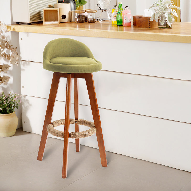Scandinavian Upholstered Wood Counter Stools Low Back Bar Stools with 4 Legs Green 1 Piece Clearhalo 'Bar Furniture' 'Bar Stools' 'bar_stools' 'furn' 'furn_bar_stools' 'furniture_bar_stools' 'Kitchen & Dining Furniture' 'kitchen&dining_furn' 'kitchen' 'kitchen_furn' Furniture' 4598937