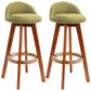 Scandinavian Upholstered Wood Counter Stools Low Back Bar Stools with 4 Legs Green 2 Piece Set Clearhalo 'Bar Furniture' 'Bar Stools' 'bar_stools' 'furn' 'furn_bar_stools' 'furniture_bar_stools' 'Kitchen & Dining Furniture' 'kitchen&dining_furn' 'kitchen' 'kitchen_furn' Furniture' 4598938