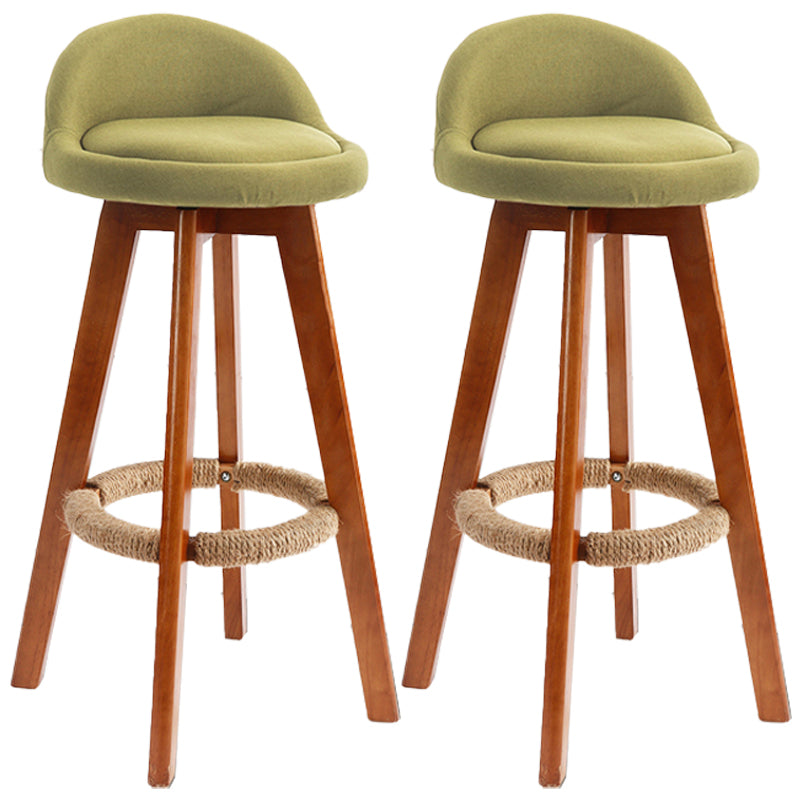Scandinavian Upholstered Wood Counter Stools Low Back Bar Stools with 4 Legs Green 2 Piece Set Clearhalo 'Bar Furniture' 'Bar Stools' 'bar_stools' 'furn' 'furn_bar_stools' 'furniture_bar_stools' 'Kitchen & Dining Furniture' 'kitchen&dining_furn' 'kitchen' 'kitchen_furn' Furniture' 4598938