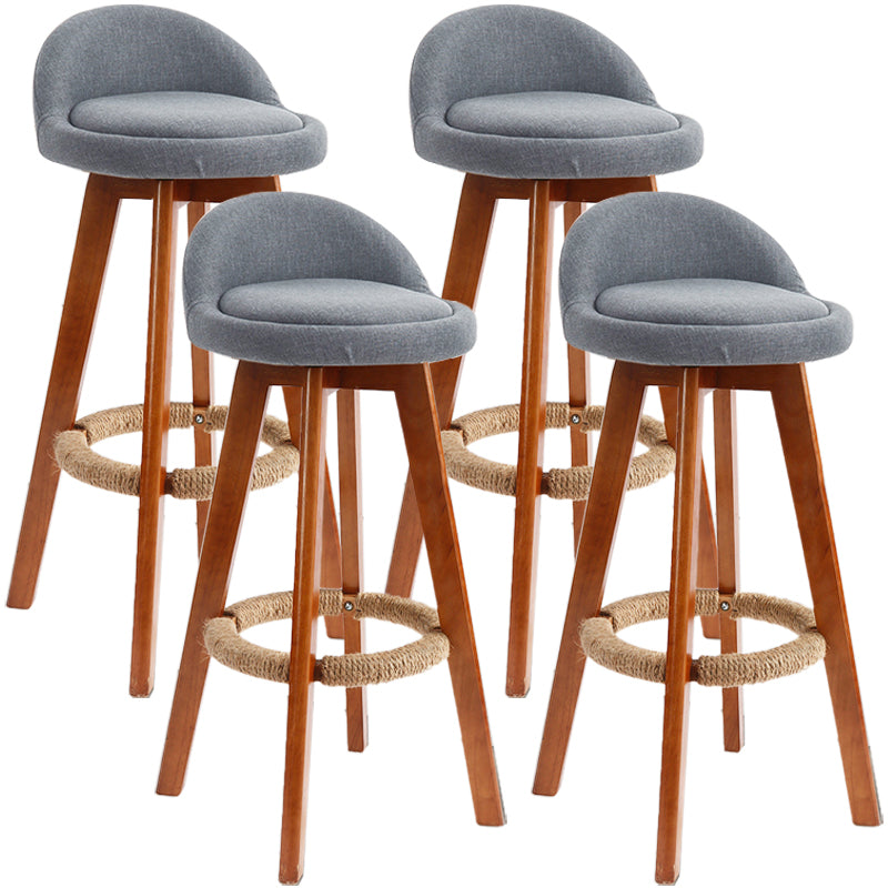 Scandinavian Upholstered Wood Counter Stools Low Back Bar Stools with 4 Legs Smoke Gray 4 Piece Set Clearhalo 'Bar Furniture' 'Bar Stools' 'bar_stools' 'furn' 'furn_bar_stools' 'furniture_bar_stools' 'Kitchen & Dining Furniture' 'kitchen&dining_furn' 'kitchen' 'kitchen_furn' Furniture' 4598939