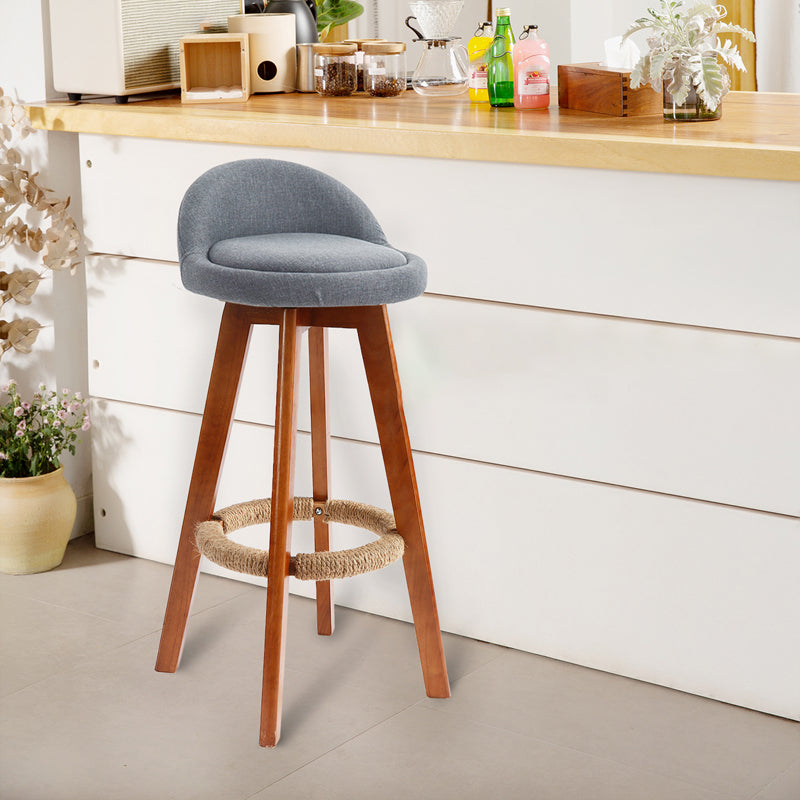 Scandinavian Upholstered Wood Counter Stools Low Back Bar Stools with 4 Legs Smoke Gray 1 Piece Clearhalo 'Bar Furniture' 'Bar Stools' 'bar_stools' 'furn' 'furn_bar_stools' 'furniture_bar_stools' 'Kitchen & Dining Furniture' 'kitchen&dining_furn' 'kitchen' 'kitchen_furn' Furniture' 4598940