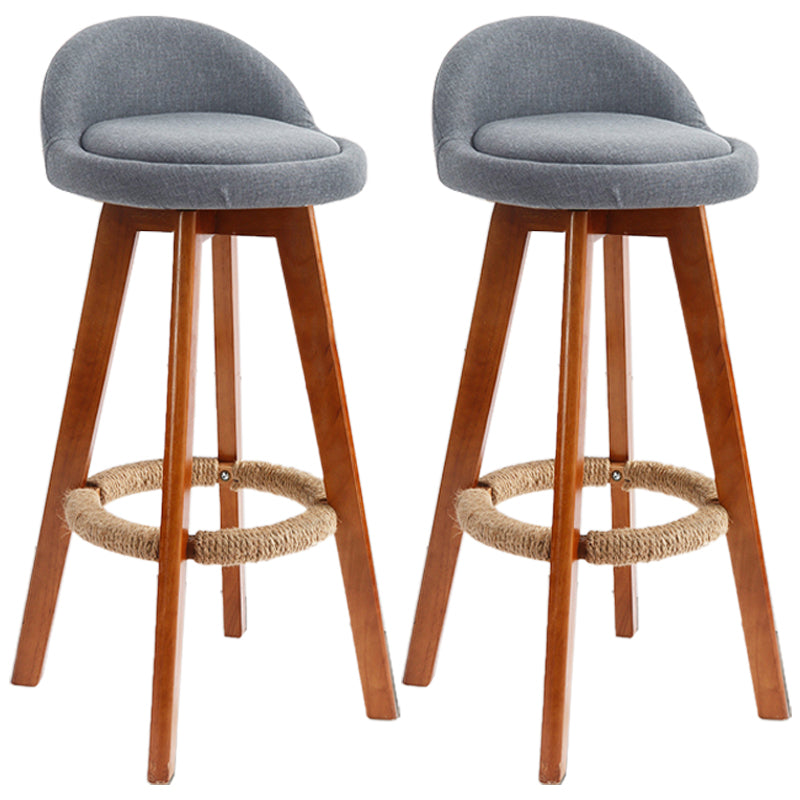 Scandinavian Upholstered Wood Counter Stools Low Back Bar Stools with 4 Legs Smoke Gray 2 Piece Set Clearhalo 'Bar Furniture' 'Bar Stools' 'bar_stools' 'furn' 'furn_bar_stools' 'furniture_bar_stools' 'Kitchen & Dining Furniture' 'kitchen&dining_furn' 'kitchen' 'kitchen_furn' Furniture' 4598941