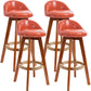 Scandinavian Upholstered Wood Counter Stools Low Back Bar Stools with 4 Legs Orange 4 Piece Set Clearhalo 'Bar Furniture' 'Bar Stools' 'bar_stools' 'furn' 'furn_bar_stools' 'furniture_bar_stools' 'Kitchen & Dining Furniture' 'kitchen&dining_furn' 'kitchen' 'kitchen_furn' Furniture' 4598942