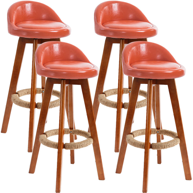 Scandinavian Upholstered Wood Counter Stools Low Back Bar Stools with 4 Legs Orange 4 Piece Set Clearhalo 'Bar Furniture' 'Bar Stools' 'bar_stools' 'furn' 'furn_bar_stools' 'furniture_bar_stools' 'Kitchen & Dining Furniture' 'kitchen&dining_furn' 'kitchen' 'kitchen_furn' Furniture' 4598942