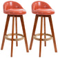 Scandinavian Upholstered Wood Counter Stools Low Back Bar Stools with 4 Legs Orange 2 Piece Set Clearhalo 'Bar Furniture' 'Bar Stools' 'bar_stools' 'furn' 'furn_bar_stools' 'furniture_bar_stools' 'Kitchen & Dining Furniture' 'kitchen&dining_furn' 'kitchen' 'kitchen_furn' Furniture' 4598944
