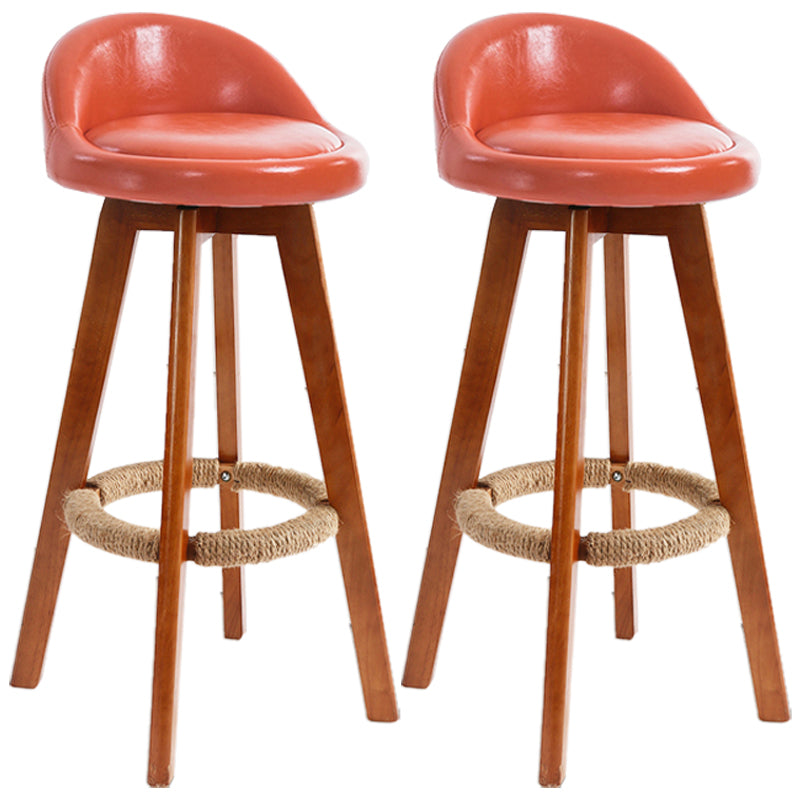 Scandinavian Upholstered Wood Counter Stools Low Back Bar Stools with 4 Legs Orange 2 Piece Set Clearhalo 'Bar Furniture' 'Bar Stools' 'bar_stools' 'furn' 'furn_bar_stools' 'furniture_bar_stools' 'Kitchen & Dining Furniture' 'kitchen&dining_furn' 'kitchen' 'kitchen_furn' Furniture' 4598944
