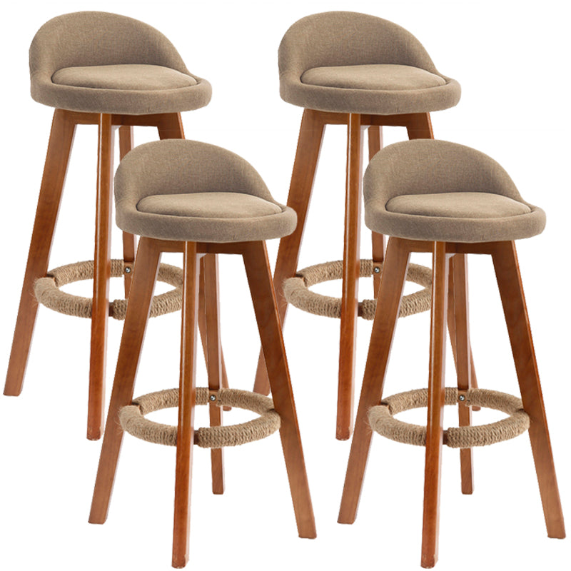 Scandinavian Upholstered Wood Counter Stools Low Back Bar Stools with 4 Legs Gray-Yellow 4 Piece Set Clearhalo 'Bar Furniture' 'Bar Stools' 'bar_stools' 'furn' 'furn_bar_stools' 'furniture_bar_stools' 'Kitchen & Dining Furniture' 'kitchen&dining_furn' 'kitchen' 'kitchen_furn' Furniture' 4598945
