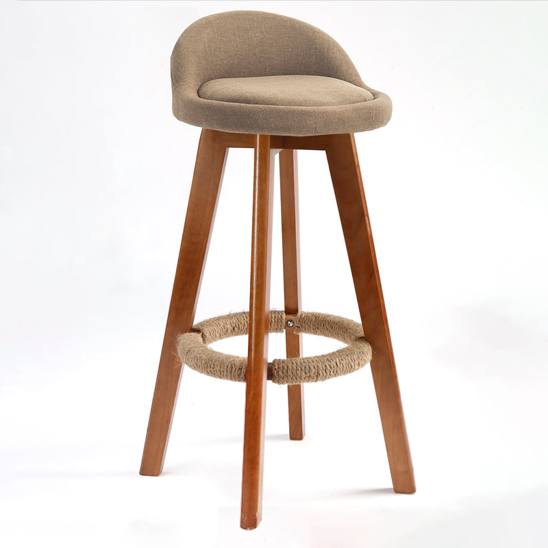 Scandinavian Upholstered Wood Counter Stools Low Back Bar Stools with 4 Legs Gray-Yellow 1 Piece Clearhalo 'Bar Furniture' 'Bar Stools' 'bar_stools' 'furn' 'furn_bar_stools' 'furniture_bar_stools' 'Kitchen & Dining Furniture' 'kitchen&dining_furn' 'kitchen' 'kitchen_furn' Furniture' 4598946